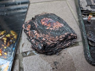 A burned battery.